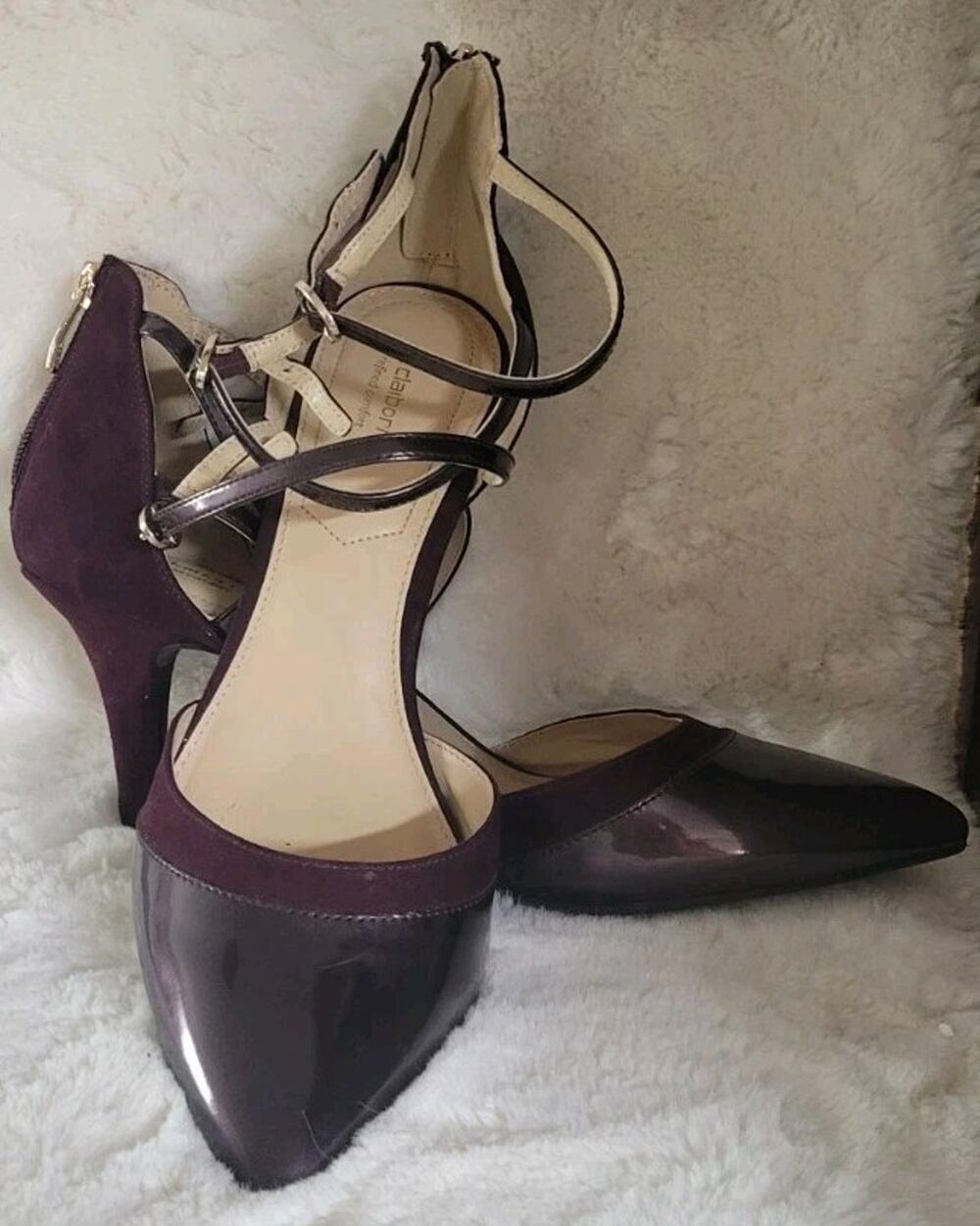 Liz Claiborne Harvey Sz. 11 Pointed-toe Stiletto Pumps Suede and Patent Straps